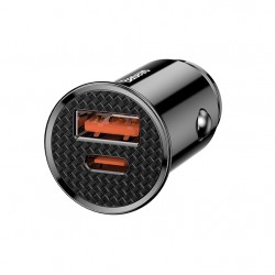 Φορτιστής Αυτοκινήτου Baseus USB/Type-C PD+QC 30W Black
