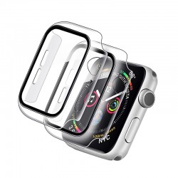 Silver Full Protector Case & Tempered Glass for Apple Watch 6/SE/5/4, 44''