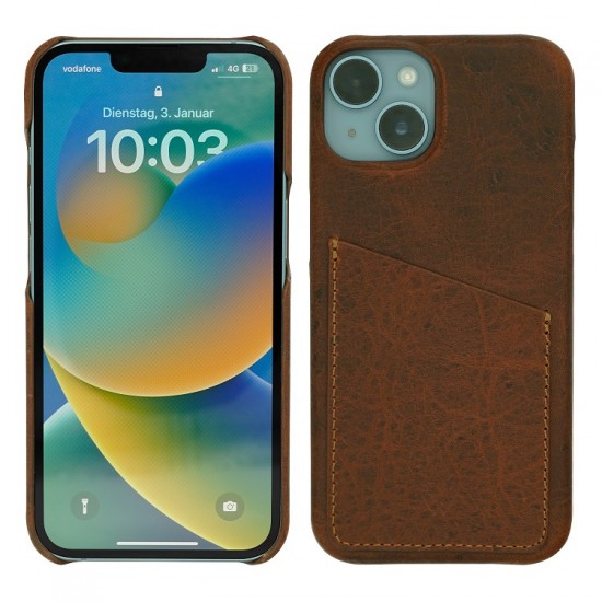 Θήκη δερμάτινη για iphone 14 Pro Max Brown Back Case *Natural Genuine Leather