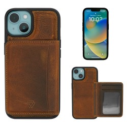 Θήκη δερμάτινη για iphone 14 Plus Brown Back Case *Natural Genuine Leather